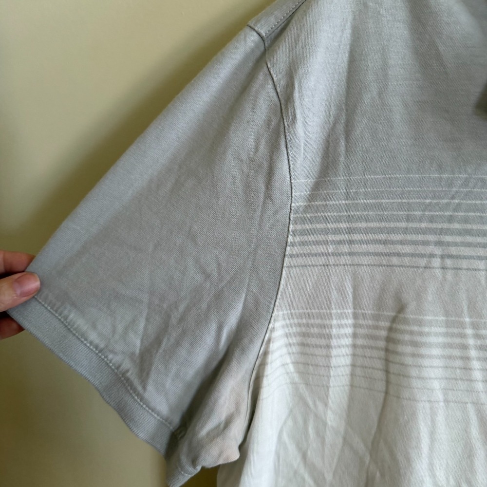 Calvin Klein Polo Gray and White Striped Cotton Preppy Men's Large Lightweight - Picture 4 of 4